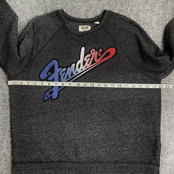 Fender Guitar Tailgate Sweatshirt Womens Medium Logo Graphic Dark Gray - Picture 7 of 9